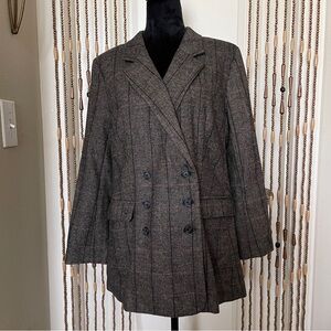 Treasure & Bond Herringbone Wool Blend Double Breasted Womens Blazer Size XL